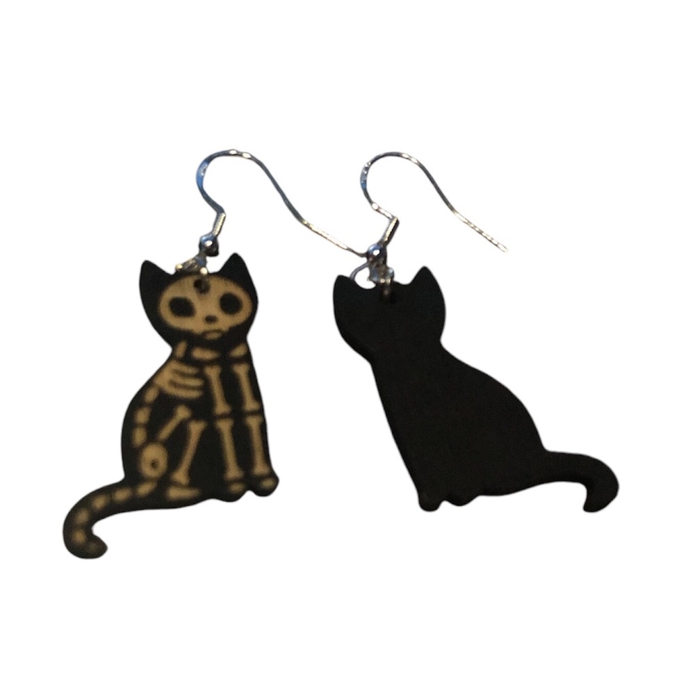 Skeleton Cat Earrings